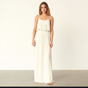 LNA‎ by Revolve Cream Maxi Dress Small Rayon Boho Summer Resortwear Beachy Flowy